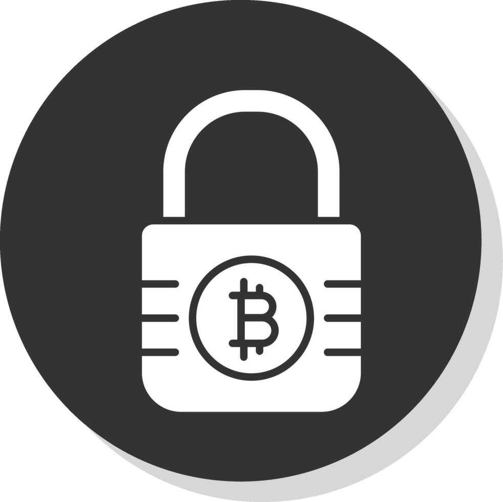 bitcoin encryptie glyph schaduw cirkel icoon ontwerp vector