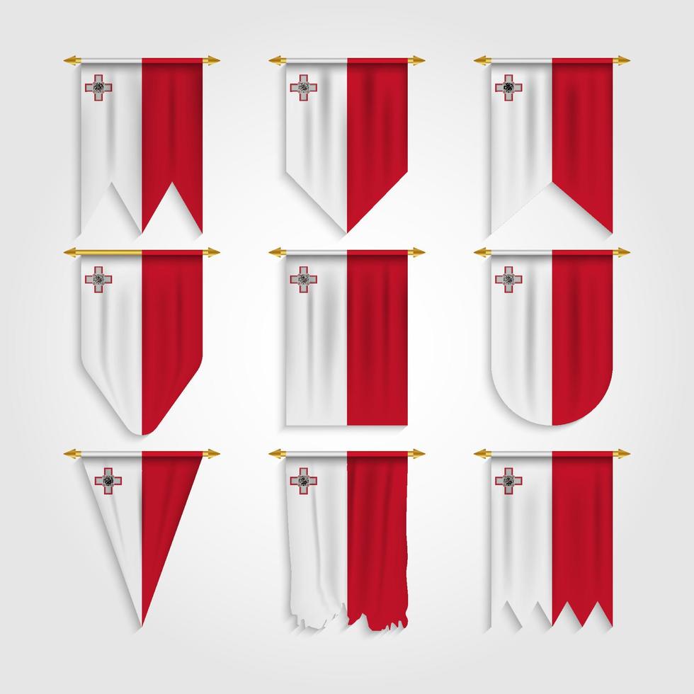 vlag van malta in verschillende vormen, vlag van malta in verschillende vormen vector