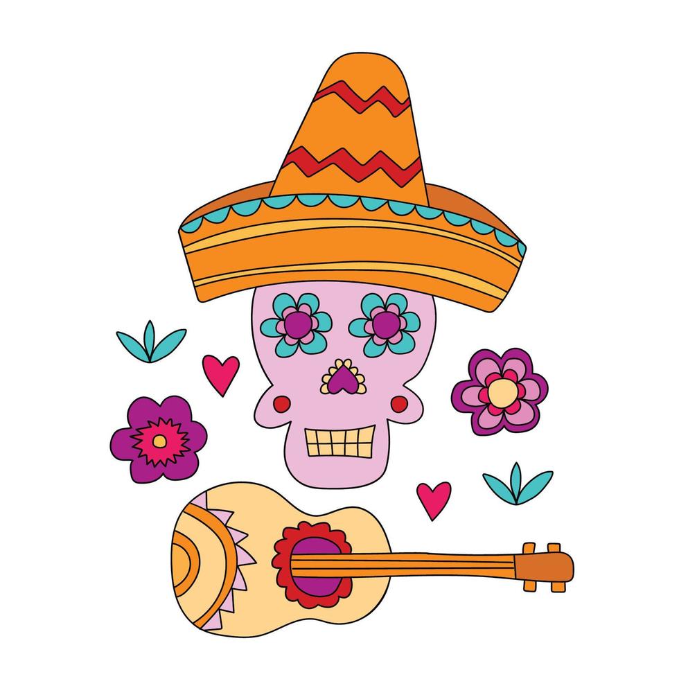 cinco de mayo fiesta handgetekende schedel vector