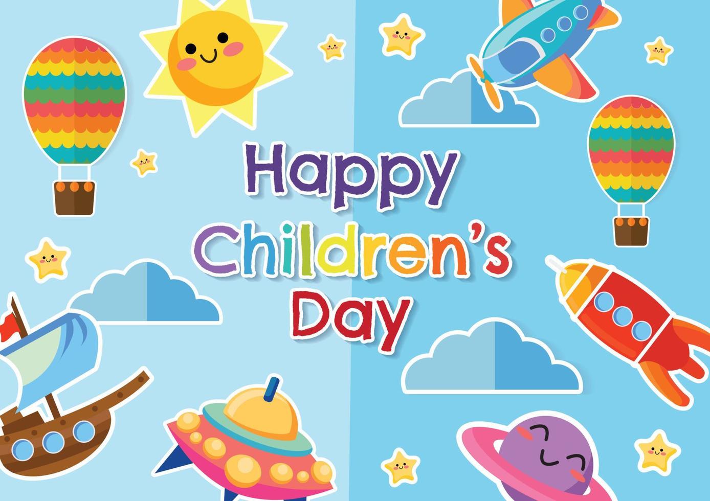 gelukkige mooie kinderdag en kind pictogram kleurrijke vector