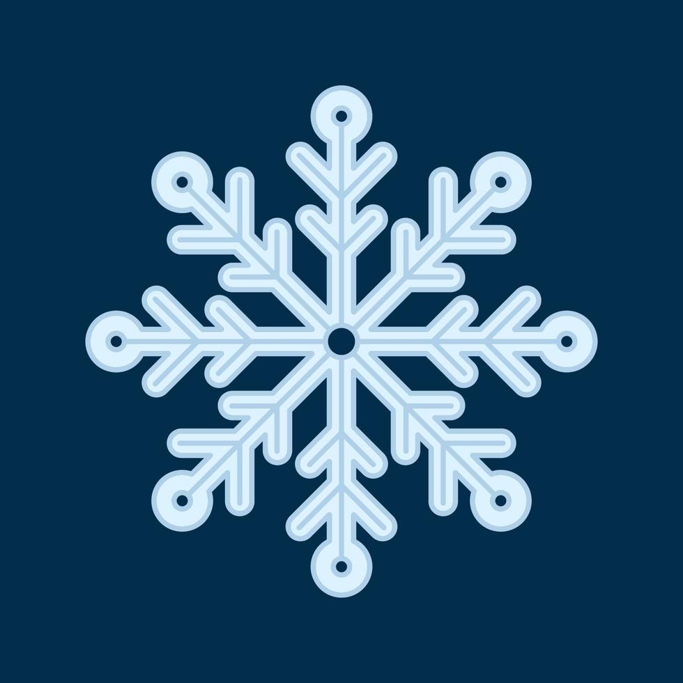 sneeuwvlok. vlakke stijl. kerst en winter traditioneel symbool voor logo, print, sticker, embleem, badge, wenskaart en uitnodigingskaart ontwerp en decoratie vector