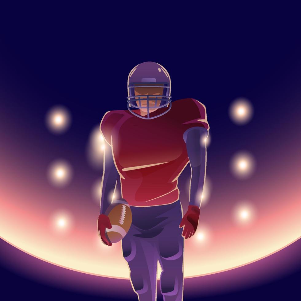 American football-speler poseert met dramatische verlichting vector