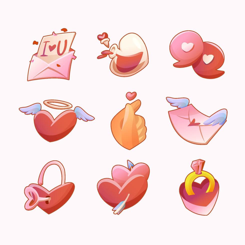 leuke stickerset voor Valentijnsdag vector