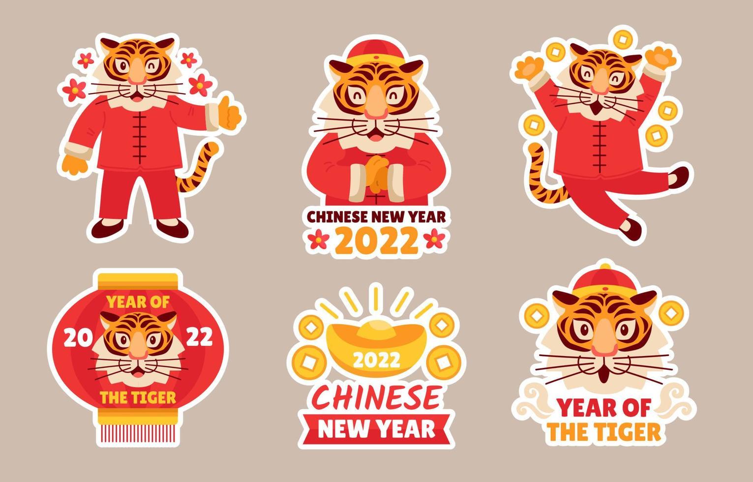 chinees nieuwjaar het jaar van de tijger sticker vector