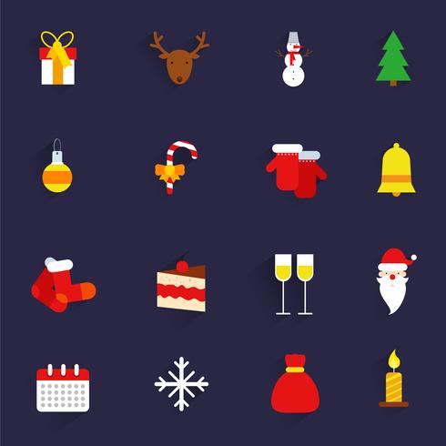 Kerst iconen instellen plat vector