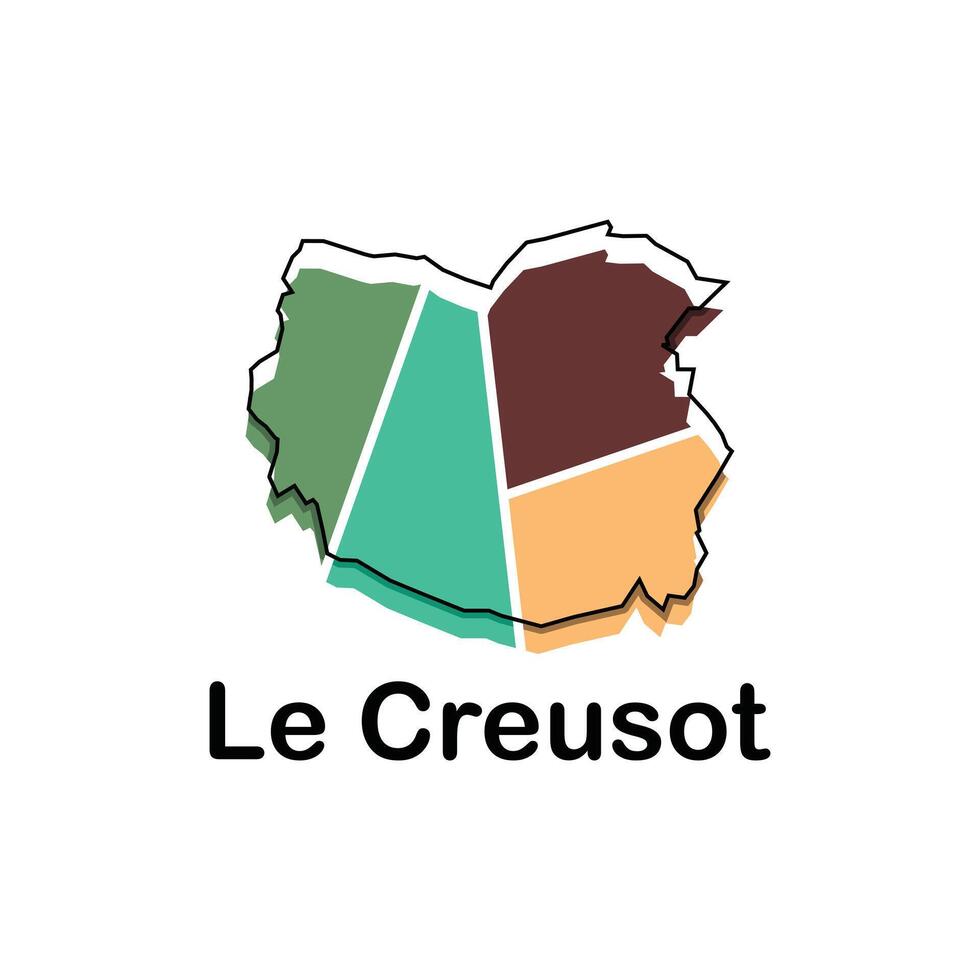 le creusot kaart, Frankrijk land kaart vlak stijl modern logotype ontwerp illustratie vector