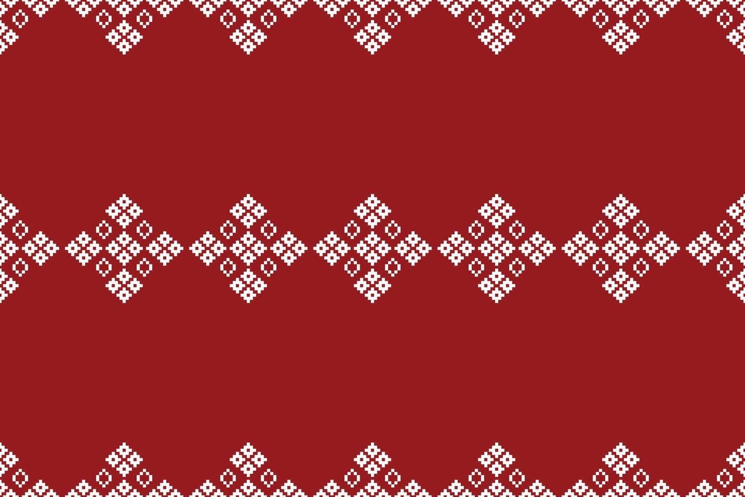 traditioneel etnisch motieven ikat meetkundig kleding stof patroon kruis steek.ikat borduurwerk etnisch oosters pixel rood achtergrond. samenvatting, illustratie. textuur, kerst, decoratie, behang. vector