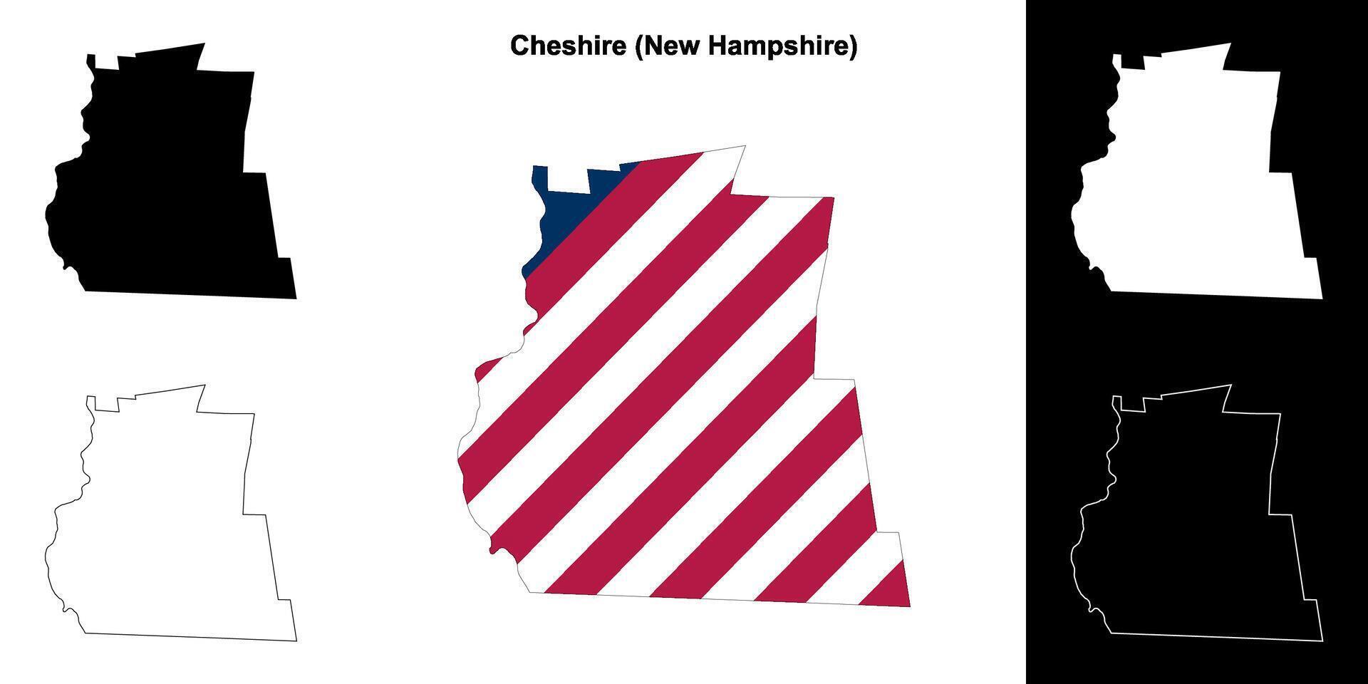 Cheshire district, nieuw hamshire schets kaart reeks vector