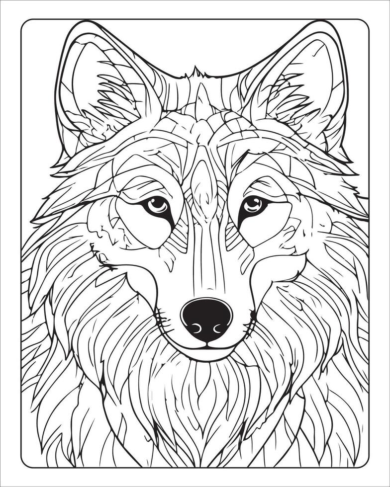 wolf kleur Pagina's, wolf illustratie, wolf kunst, zwart en wit vector