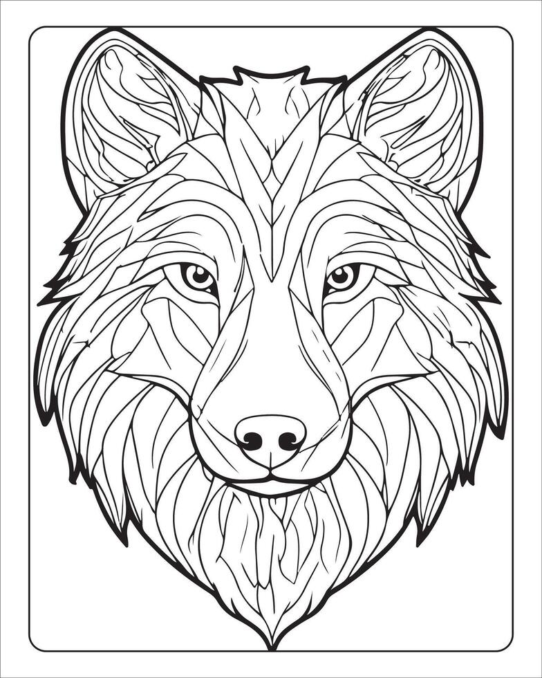 wolf kleur Pagina's, wolf illustratie, wolf kunst, zwart en wit vector