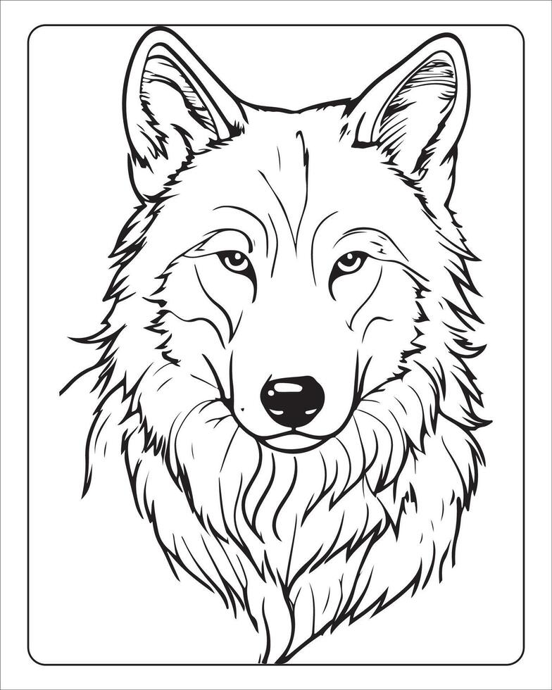 wolf kleur Pagina's, wolf illustratie, wolf kunst, zwart en wit vector