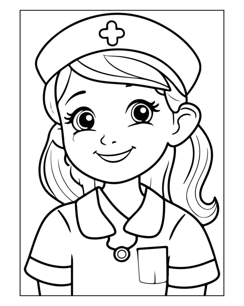 verpleegster kleur Pagina's, vrij verpleegster , verpleegster illustratie, verpleegster zwart en wit vector