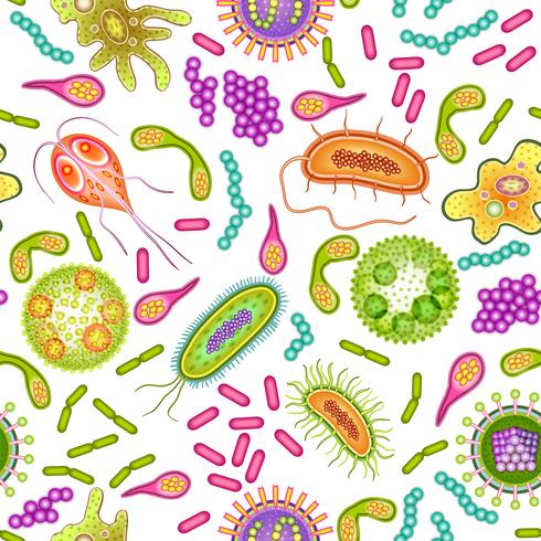 Bacteriën en virus naadloze patroonkleur vector
