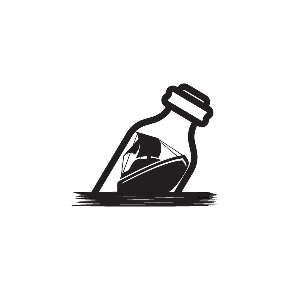 boot in een fles symbool logo icoon, illustratie ontwerp vector