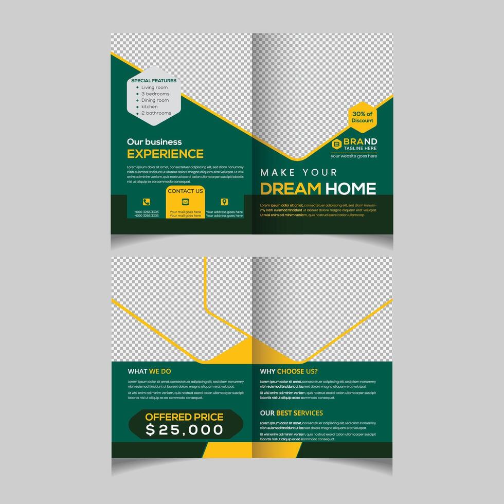 echt landgoed tweevoudig brochure ontwerp vector