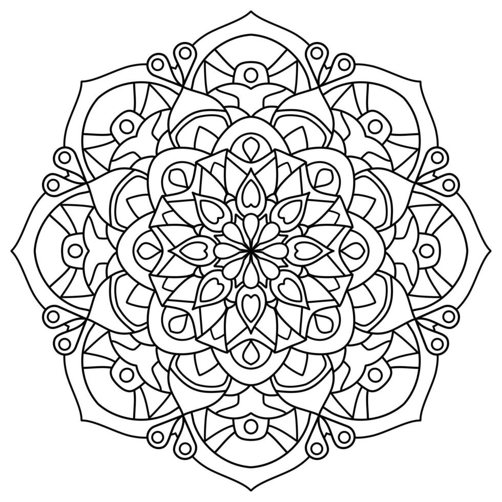 bloemen mandala met lijn, circulaire vorm geven aan, tekening met botanisch ontwerp, kleur boek bladzijde vector