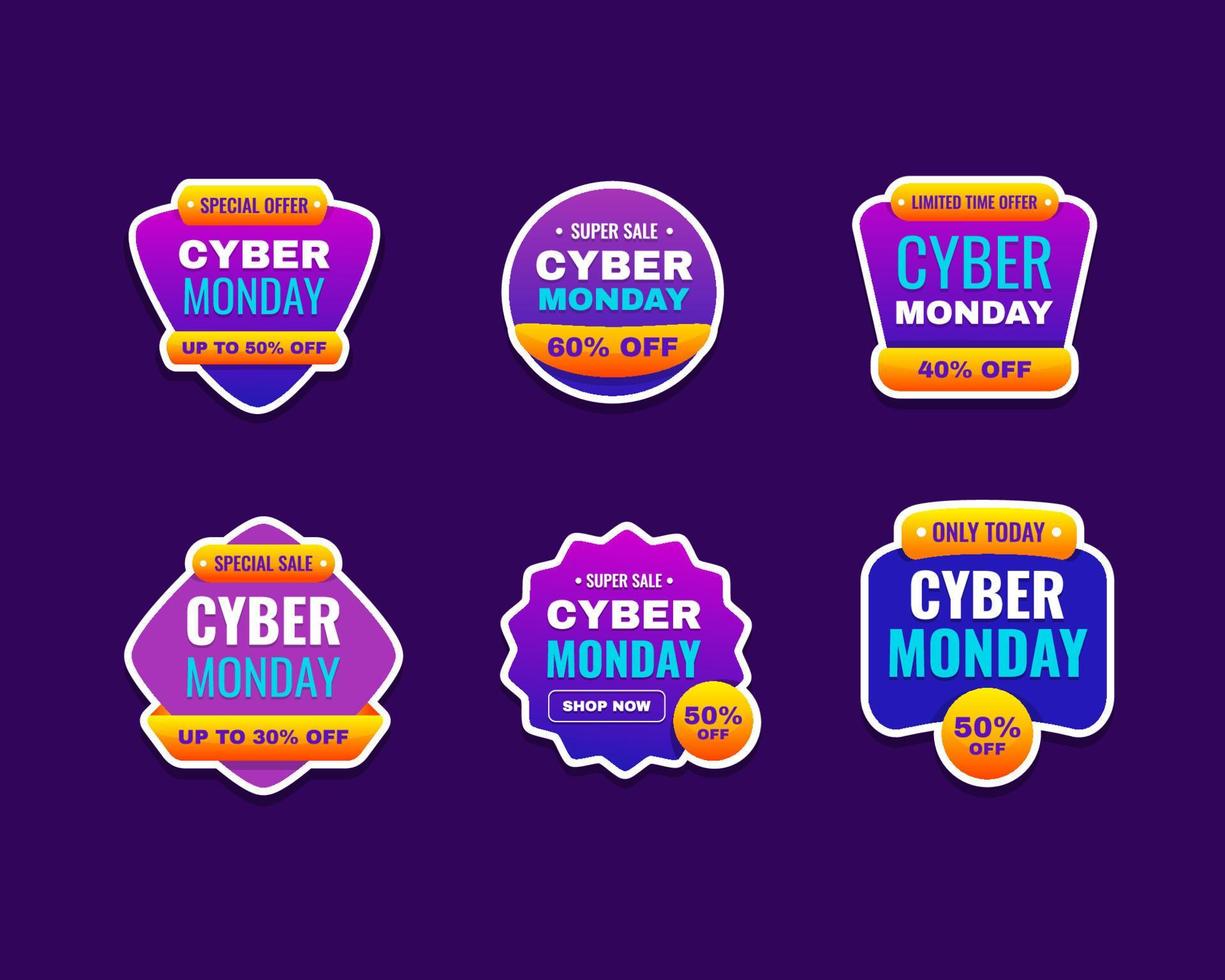 wereld cyber maandag verkoop stickerset vector