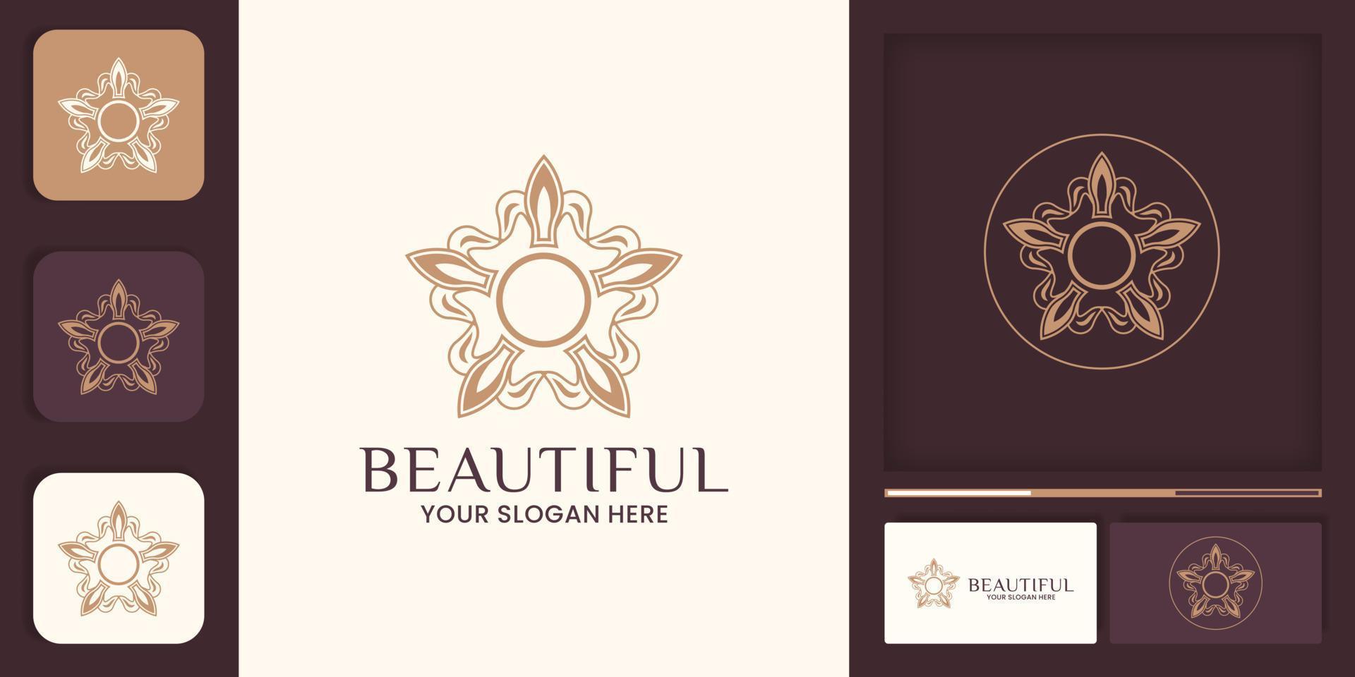 bloem ornament logo concept met mooi design vector