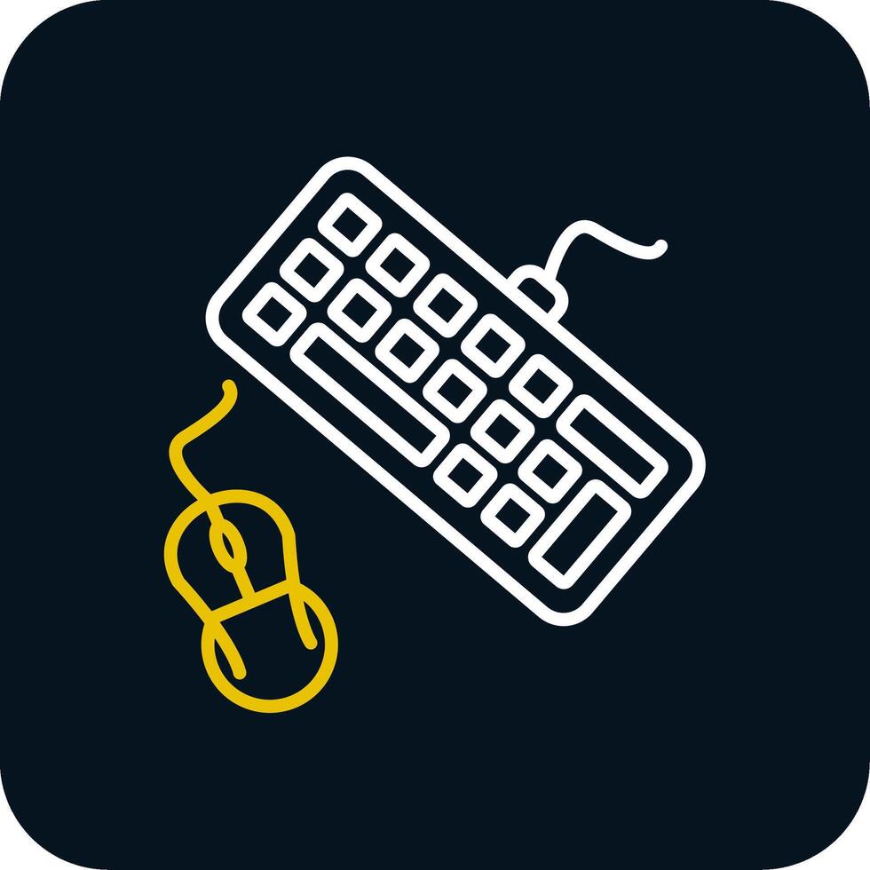 toetsenbord en muis lijn rood cirkel icoon vector