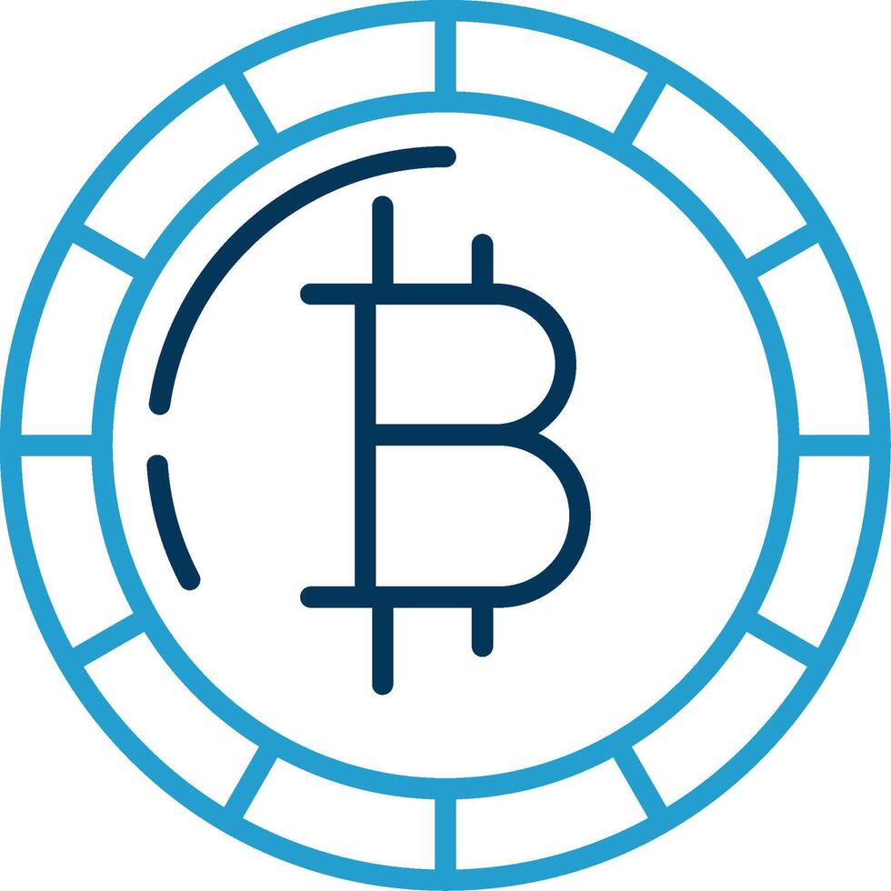 bitcoin bitcoin lijn blauw twee kleur icoon vector