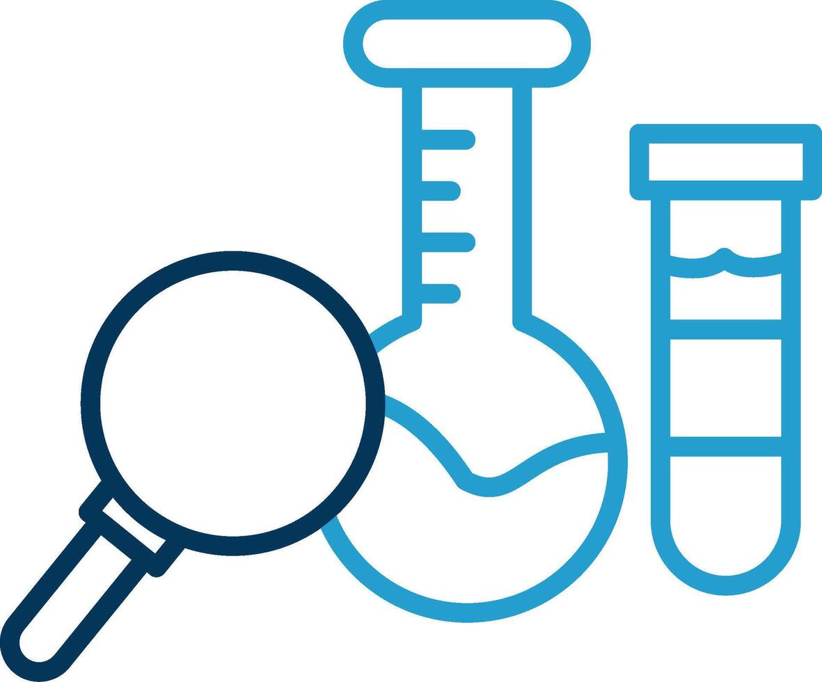 chemisch analyse lijn blauw twee kleur icoon vector