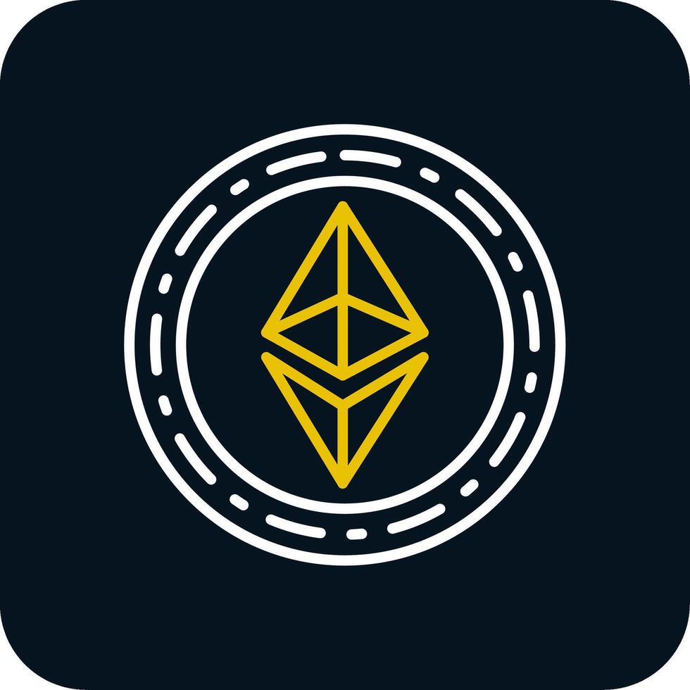 ethereum munt lijn rood cirkel icoon vector