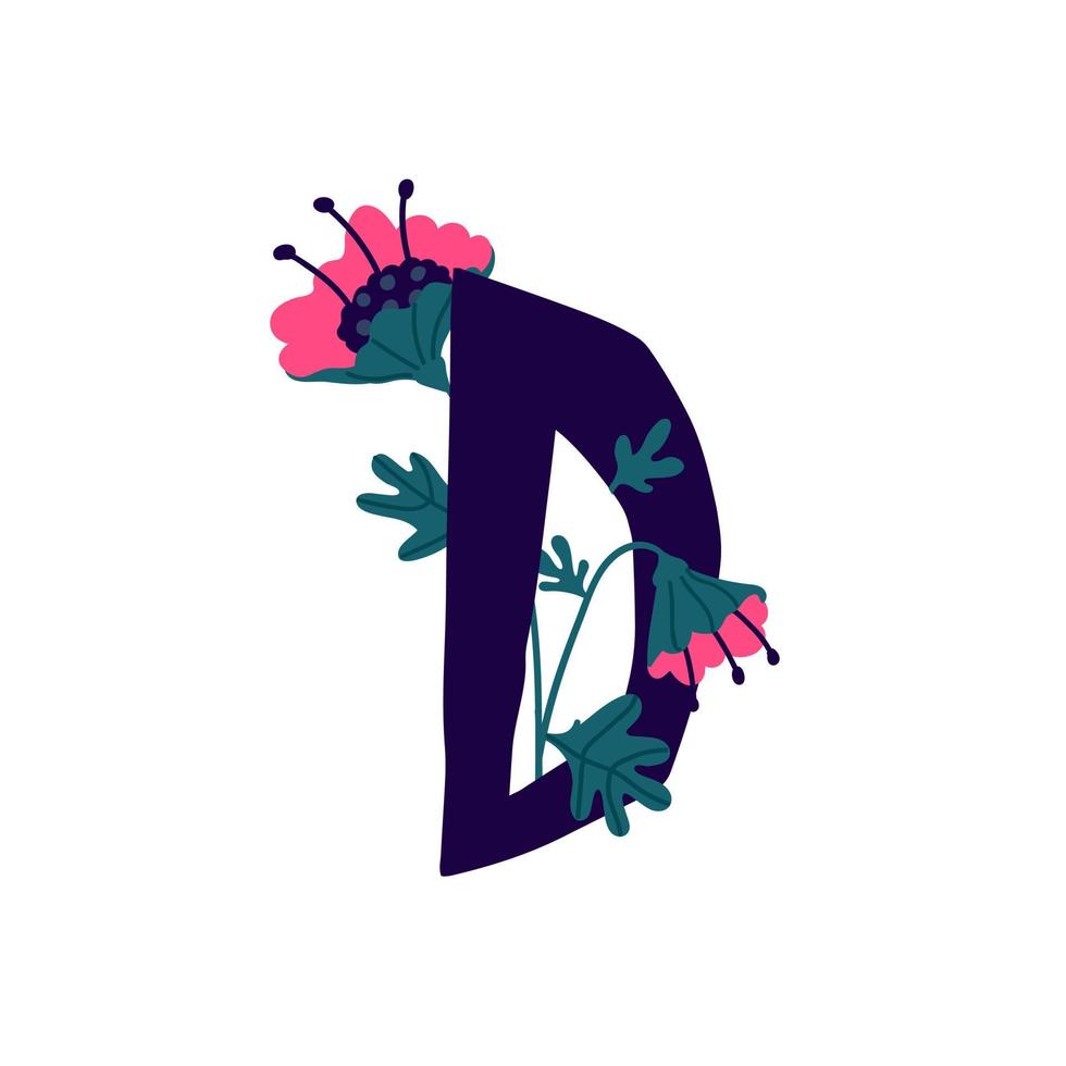 Latijnse letter in bloemen en planten. vector. letter in decoratieve elementen voor inscripties. bedrijfslogo. poster of monogram. vector