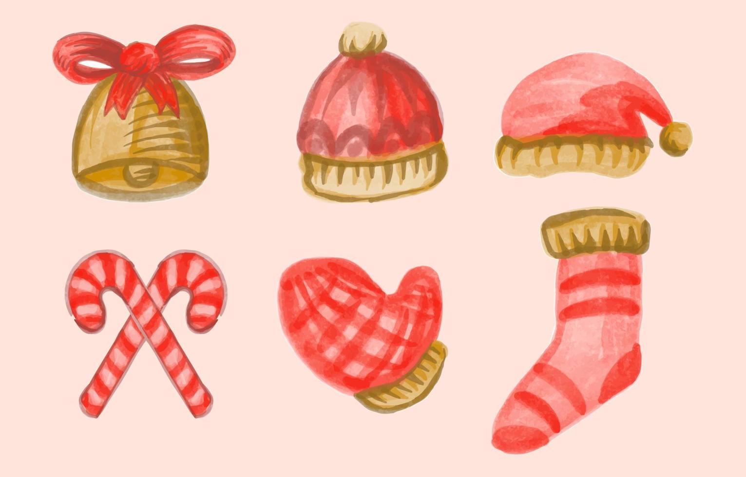 aquarel kerst item set vector