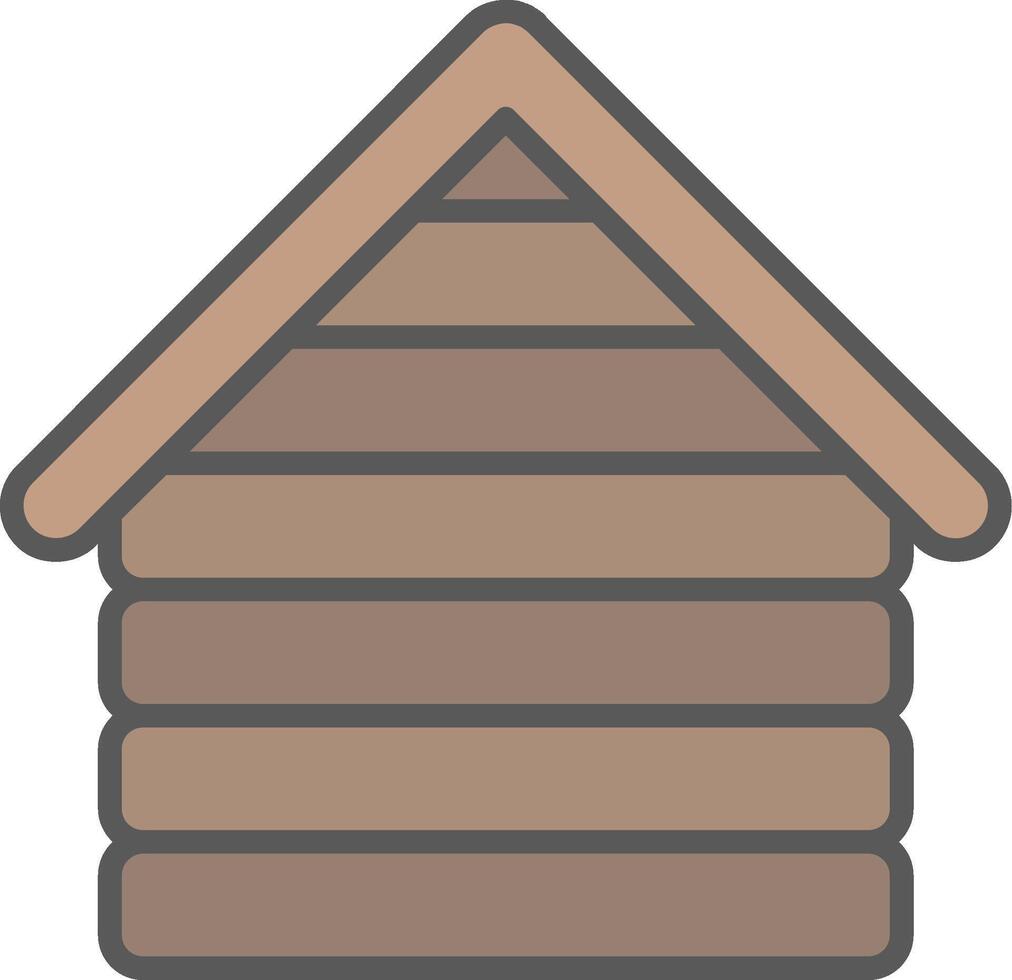 houten huis lijn gevulde licht icoon vector