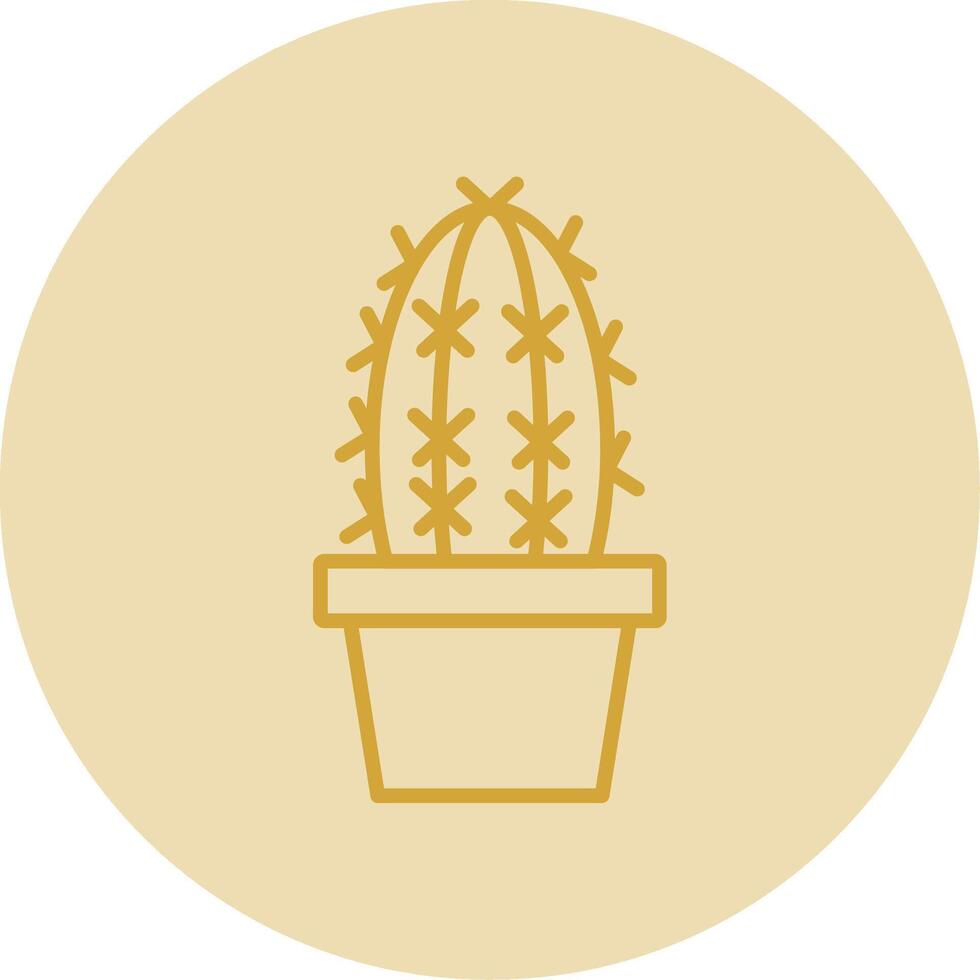 cactus lijn geel cirkel icoon vector