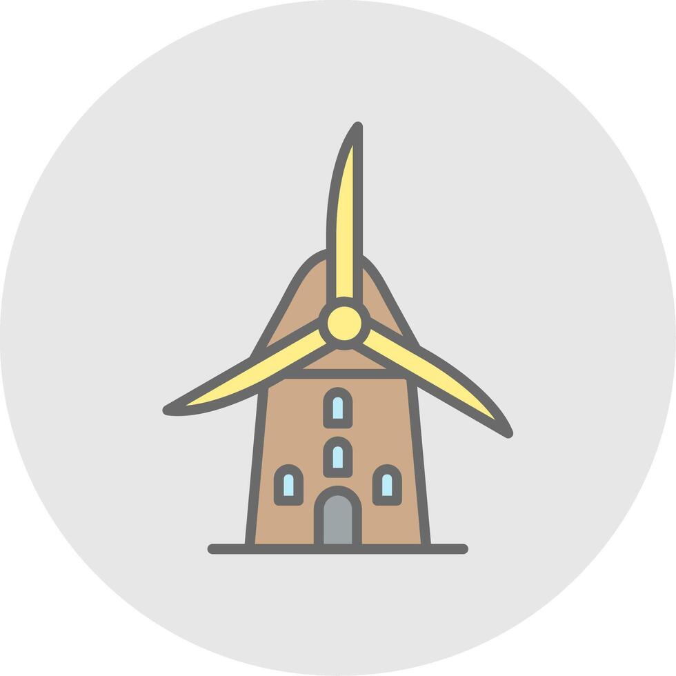 wind molen lijn gevulde licht icoon vector