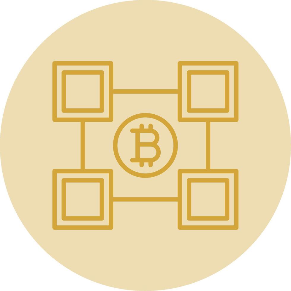 blockchain blockchain lijn geel cirkel icoon vector