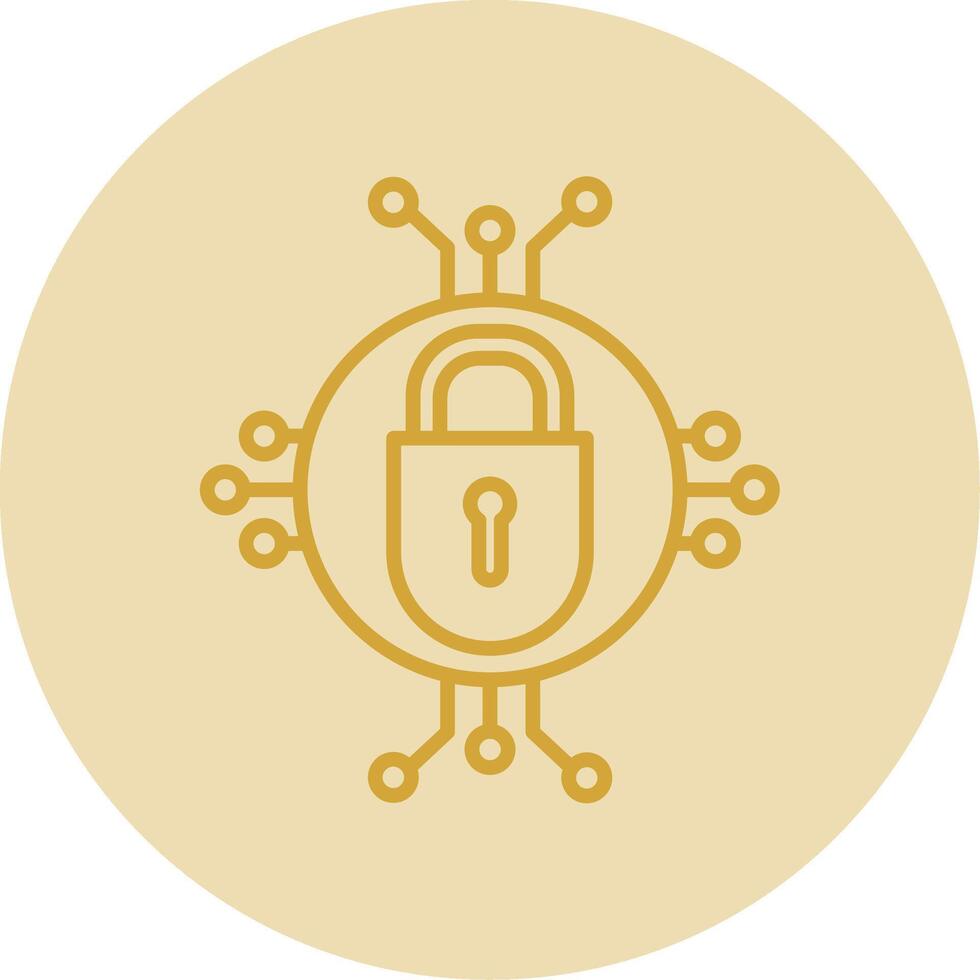 cyber veiligheid lijn geel cirkel icoon vector