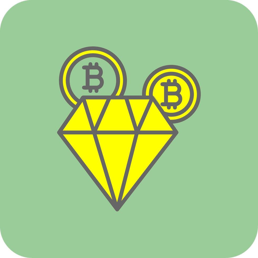 bitcoin diamant gevulde geel icoon vector