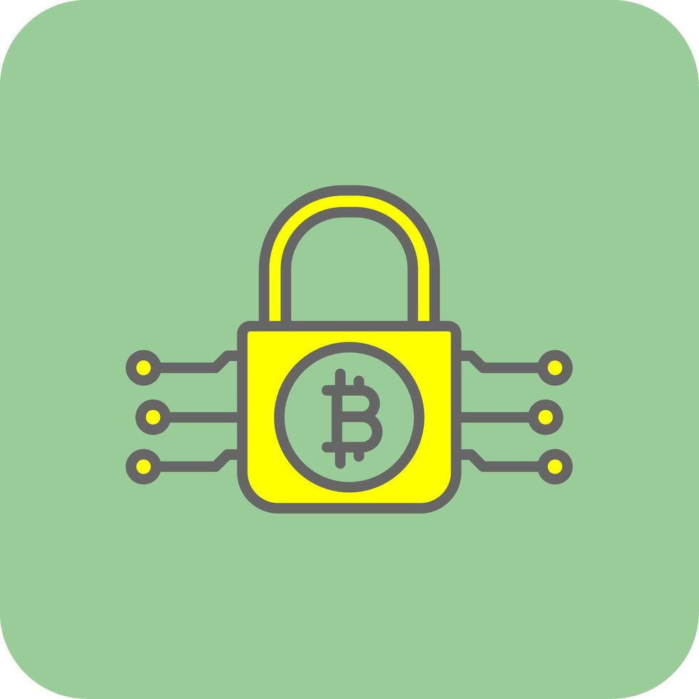 bitcoin encryptie gevulde geel icoon vector