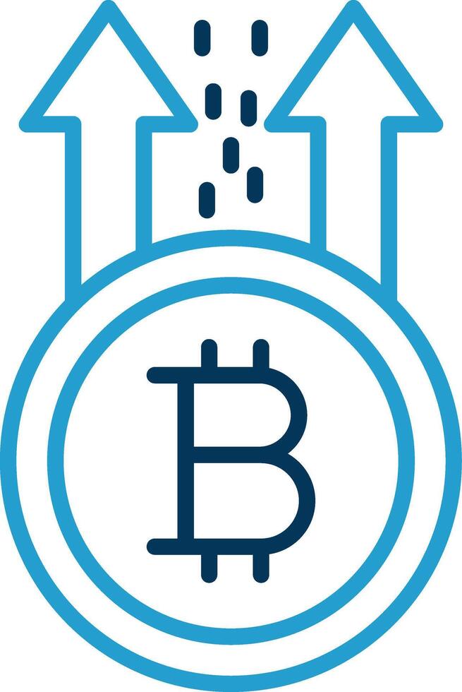bitcoin stijgen lijn blauw twee kleur icoon vector