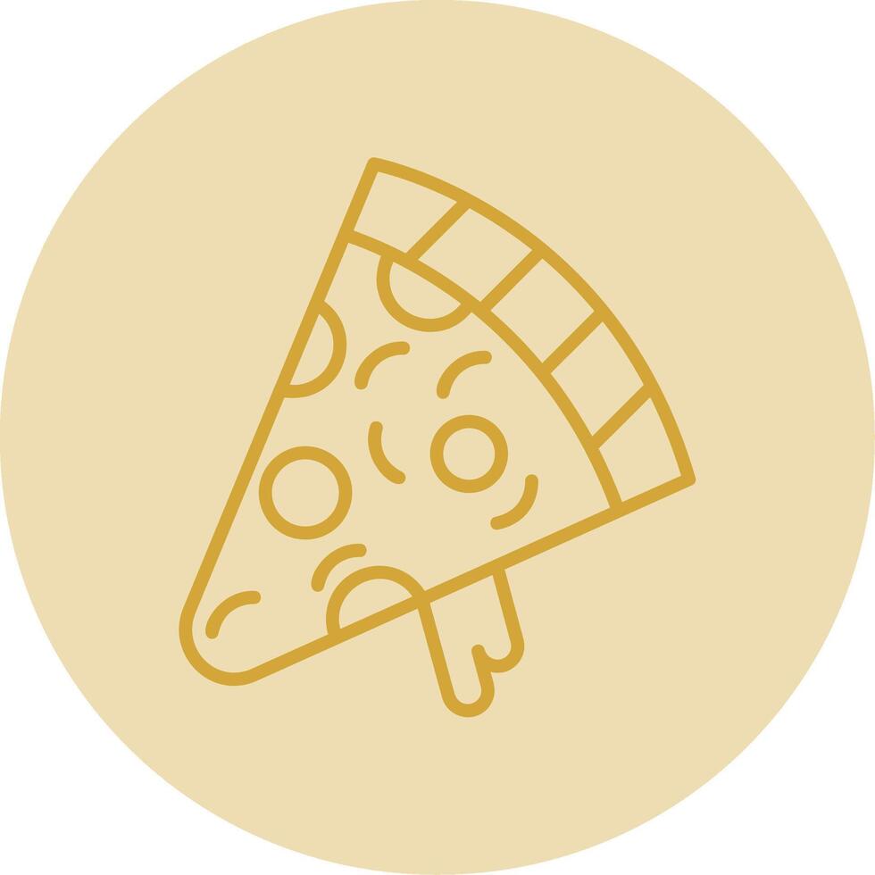 pizza plak lijn geel cirkel icoon vector