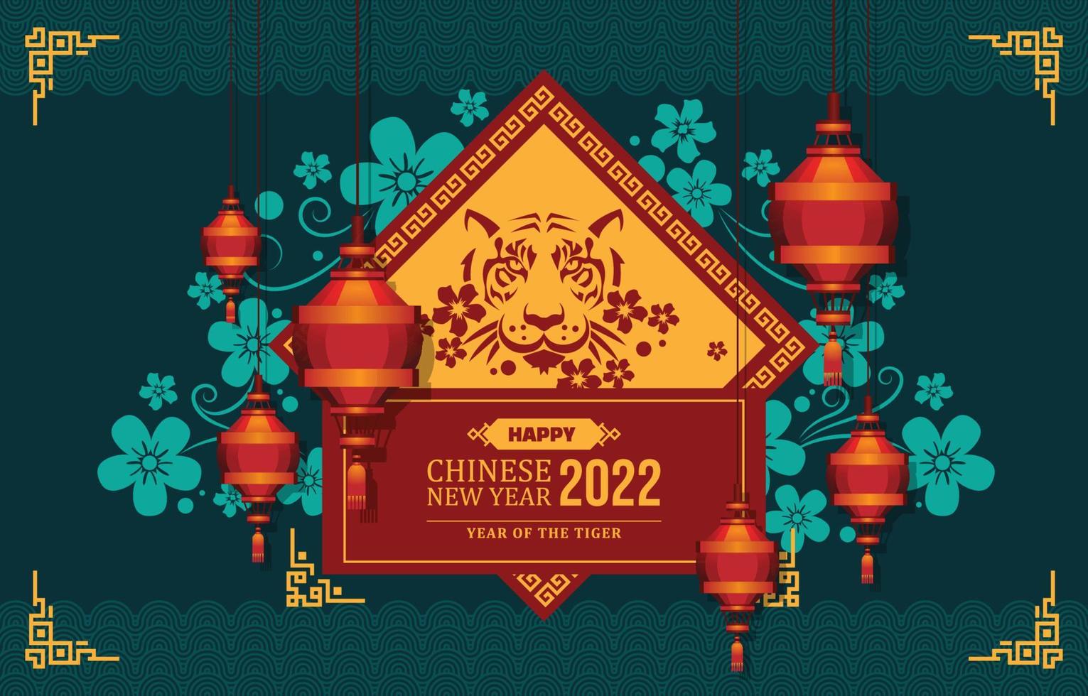 chinees nieuwjaar 2022 het jaar van de tijger vector