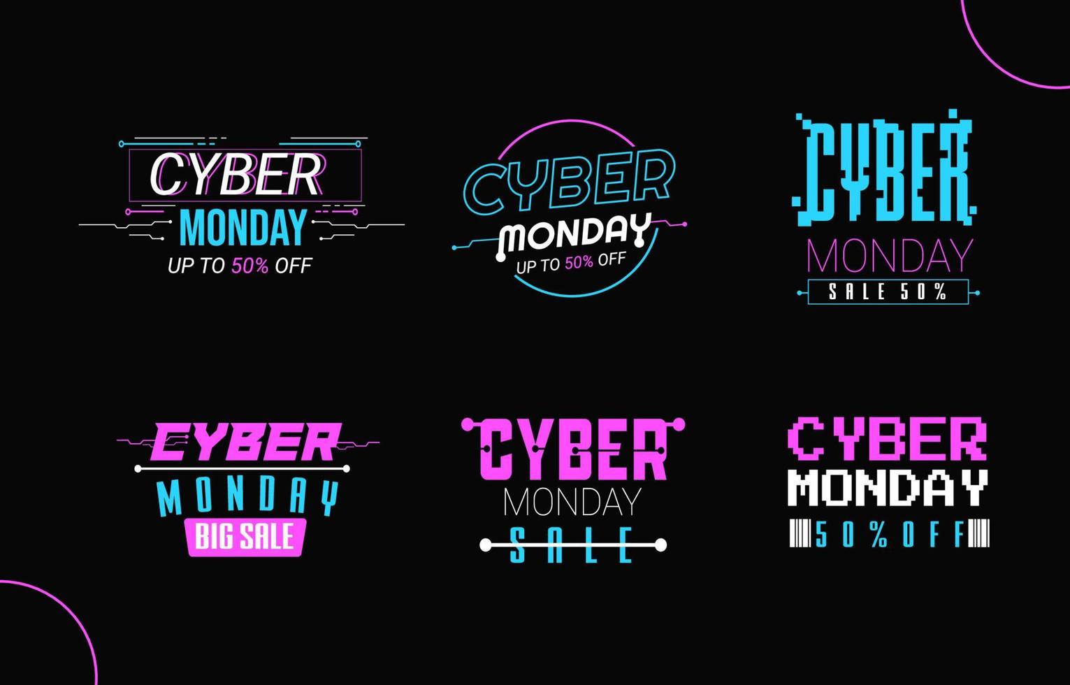 coole neon cyber maandag-badge vector