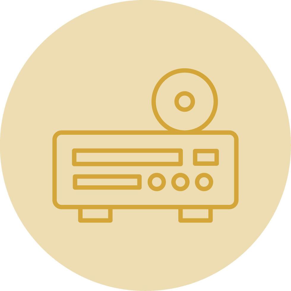 DVD speler lijn geel cirkel icoon vector