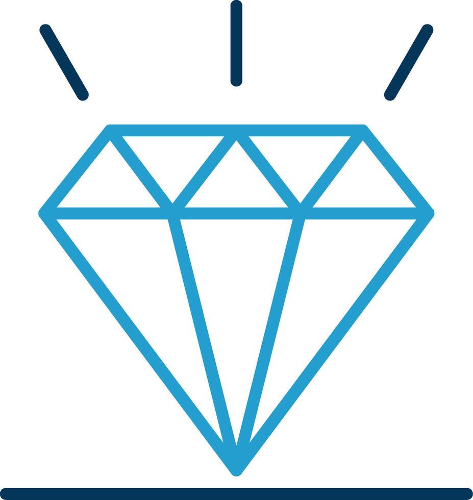 diamant lijn blauw twee kleur icoon vector