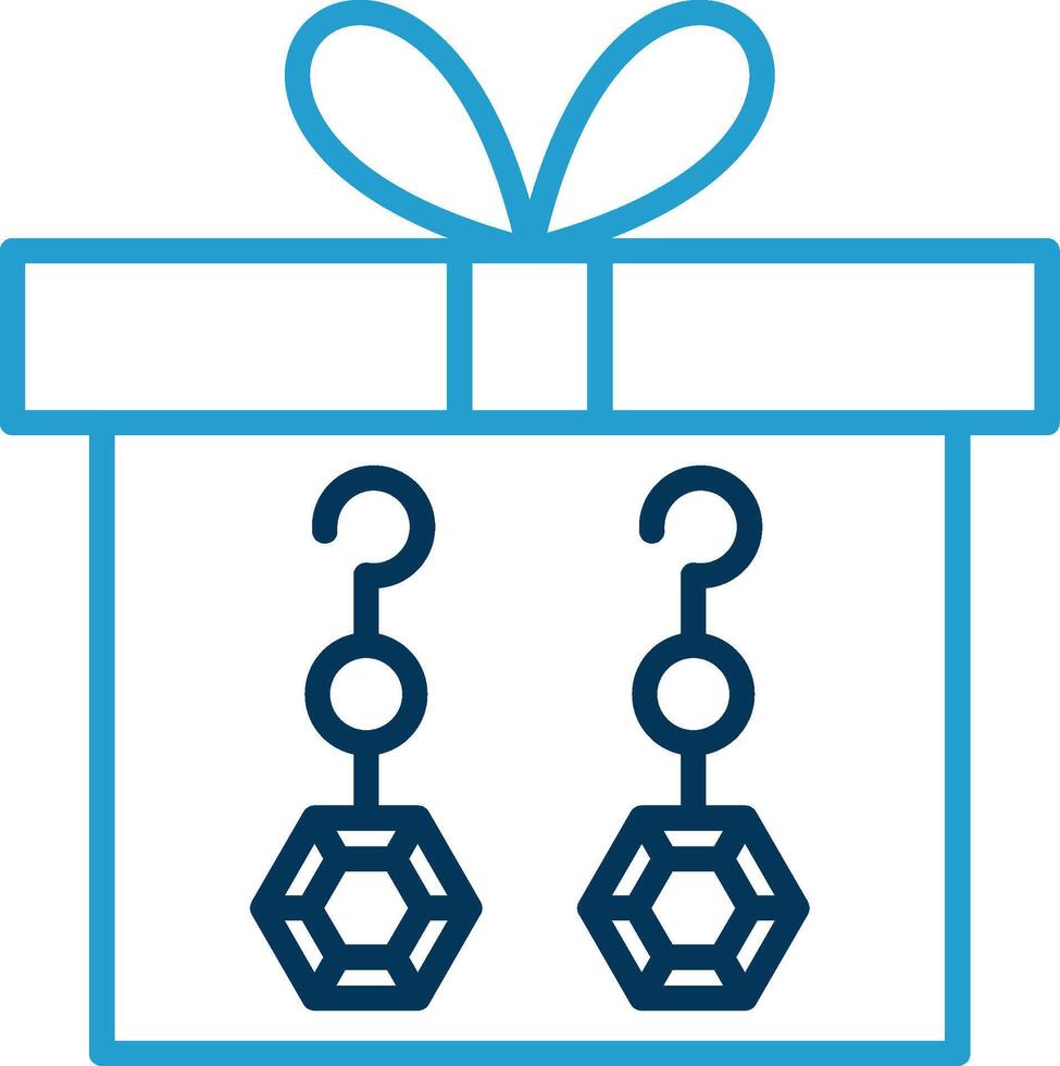 geschenk doos lijn blauw twee kleur icoon vector