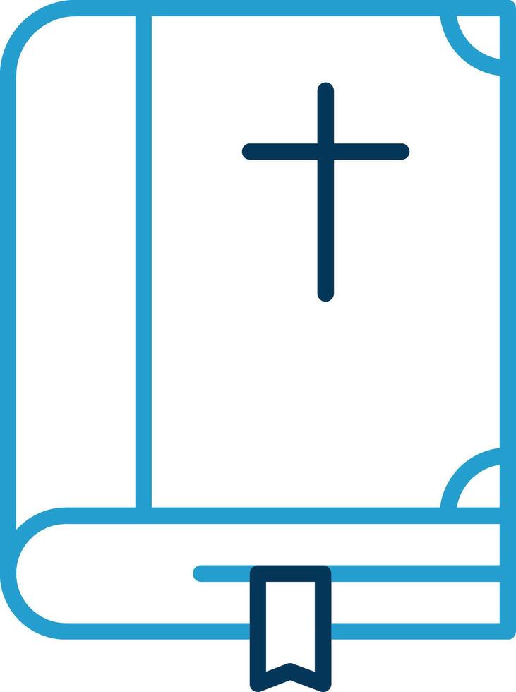 Bijbel lijn blauw twee kleur icoon vector