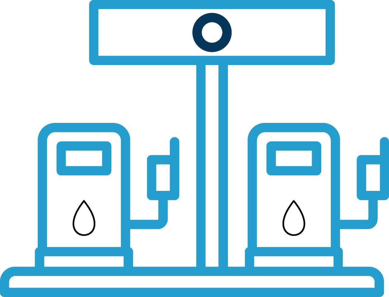 benzine station lijn blauw twee kleur icoon vector