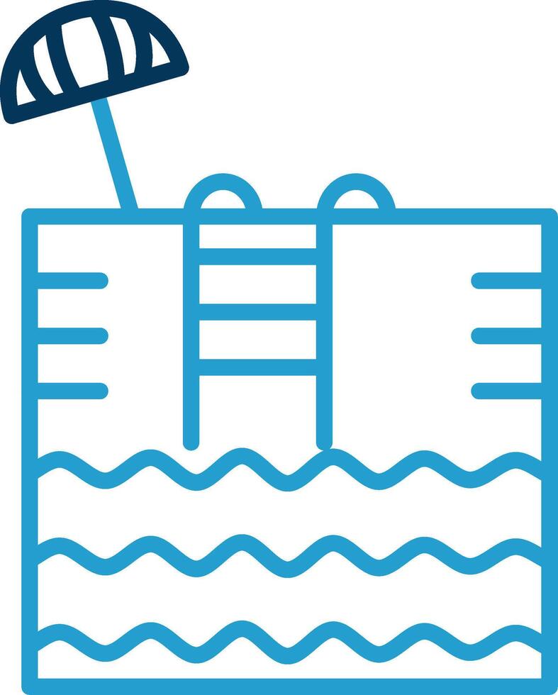 zwemmen zwembad lijn blauw twee kleur icoon vector