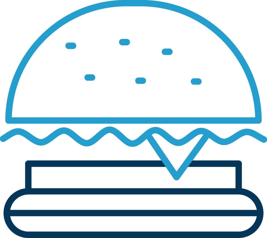 hamburger snel voedsel lijn blauw twee kleur icoon vector