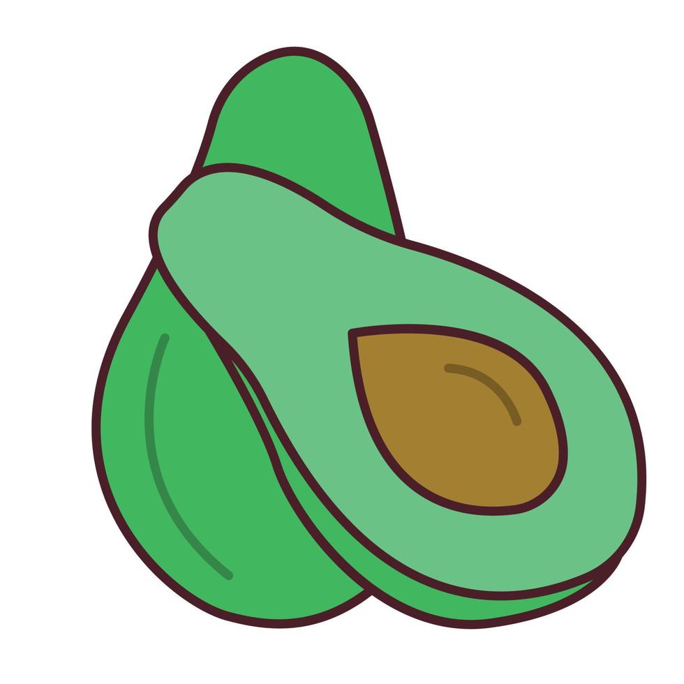 avocado lineair icoon met vulling. een halve avocado. platte vectorillustratie vector