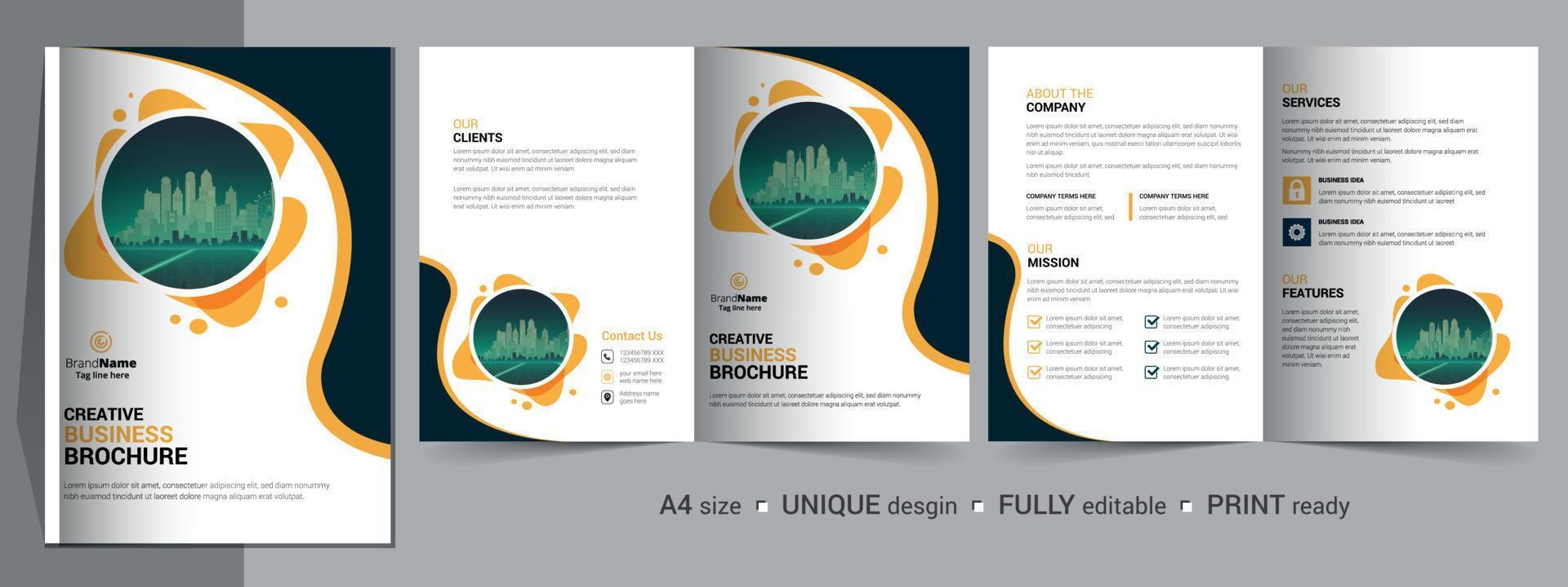 zakelijke tweevoudige brochure sjabloon, catalogus, boekje sjabloonontwerp. vector