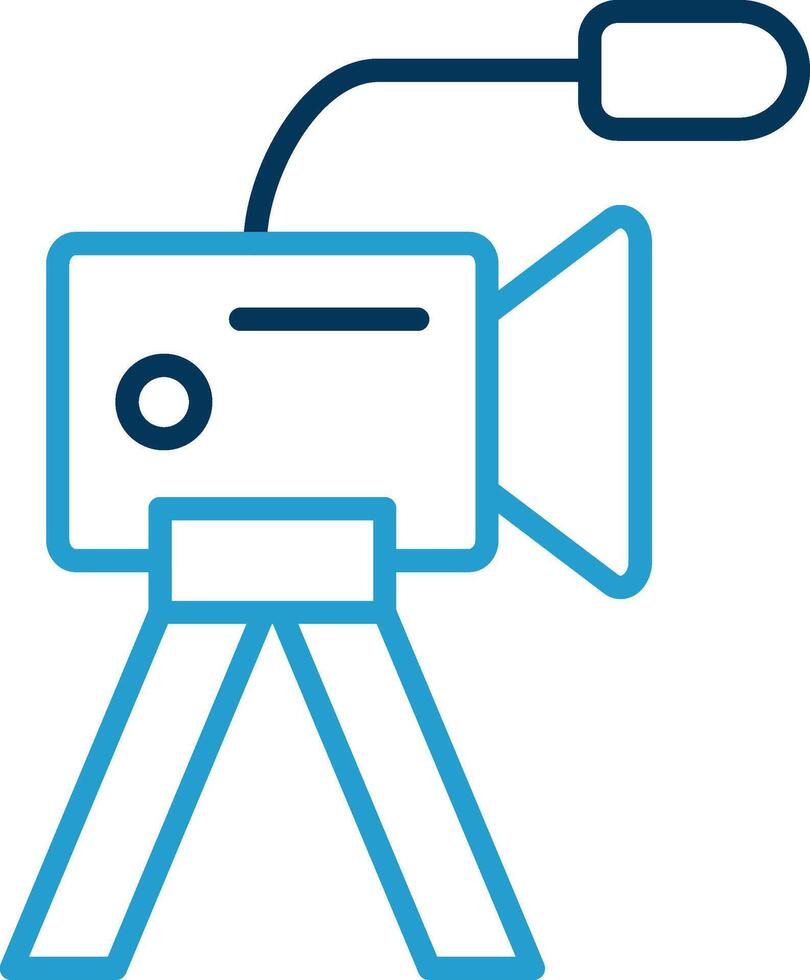 video camera lijn blauw twee kleur icoon vector