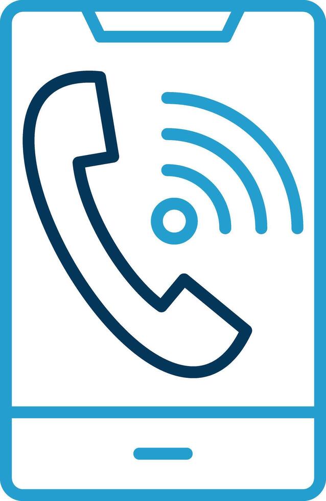 Wifi telefoontje lijn blauw twee kleur icoon vector